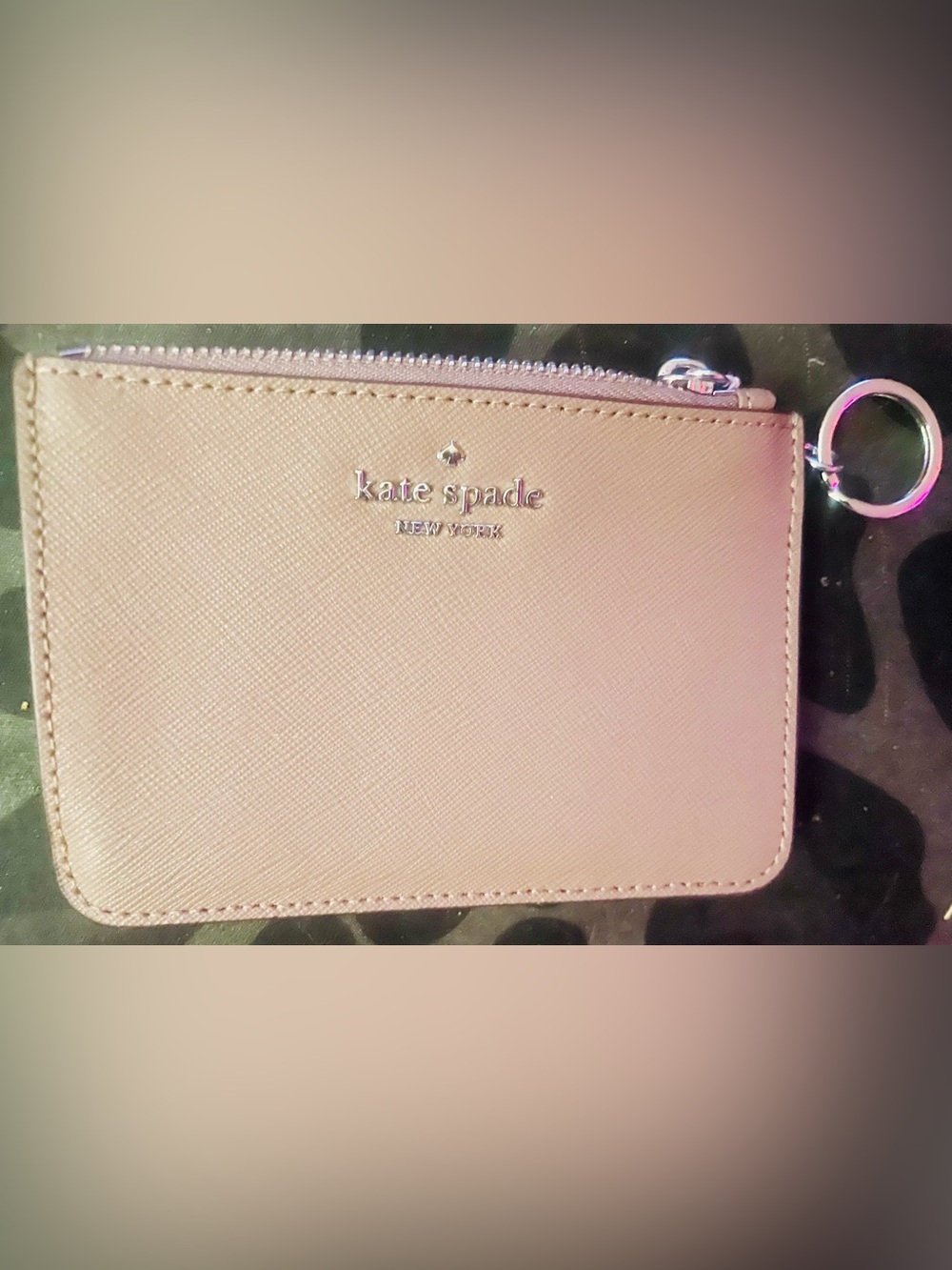 Kate Spade Cameron L-zip Warm Beige Leather Coin Purse Card Holder